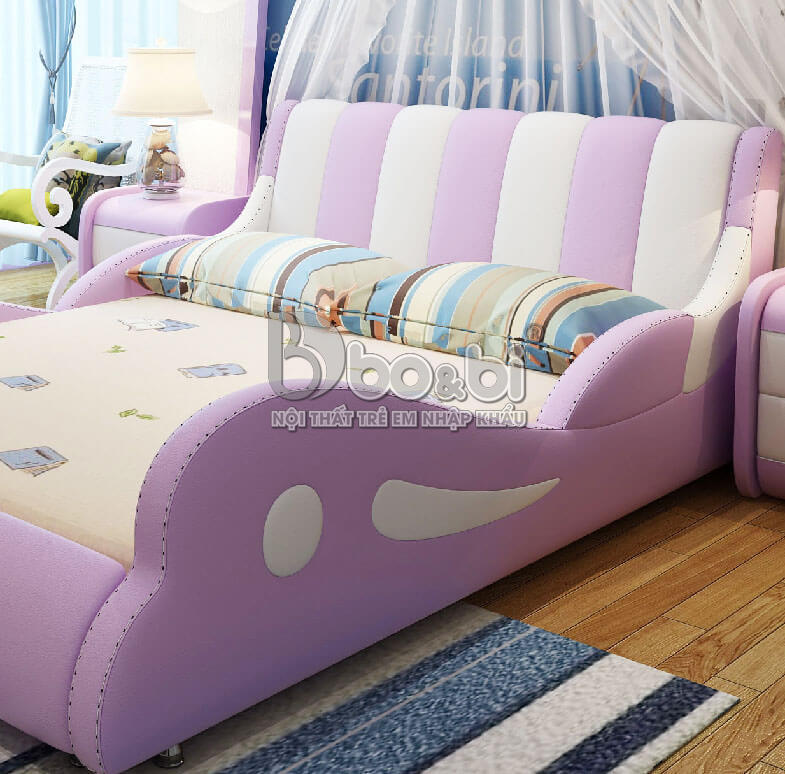 Giường ngủ cho bé bọc da màu tím khoai môn BB BABY21-3